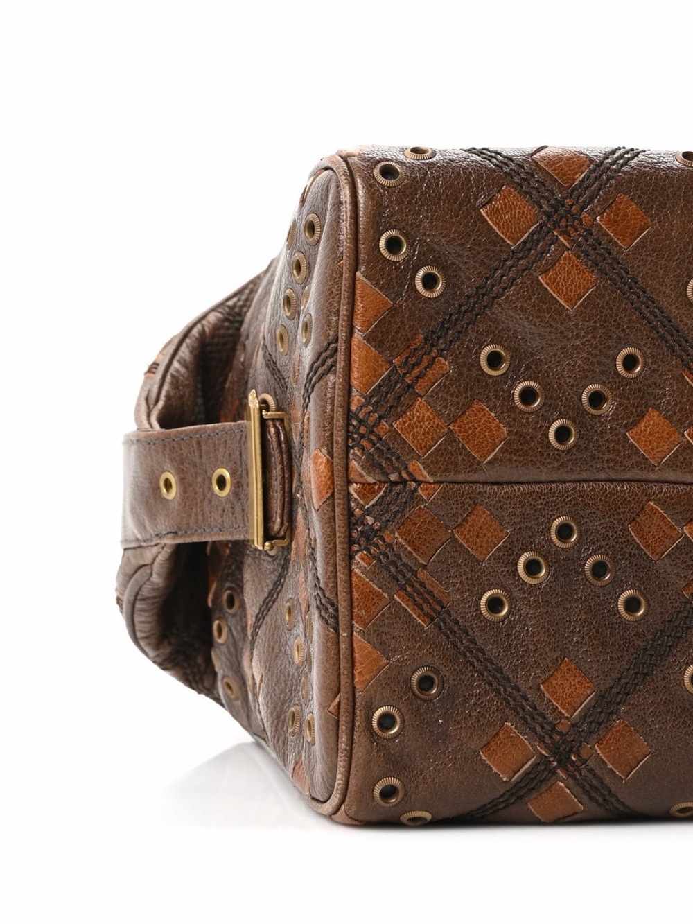 BOTTEGA VENETA Goatskin Grommet Boston Handbag - Picture 7 of 9